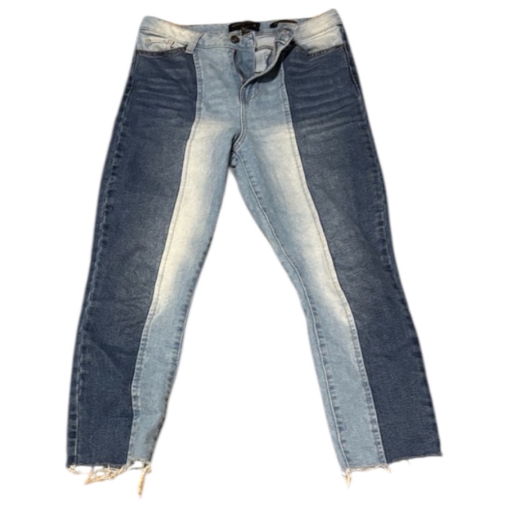 Kendall & Kylie Two-Tone Blue Ankle Jeans